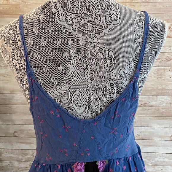Free People Blue Black Floral Tank Small - Picture 8 of 10